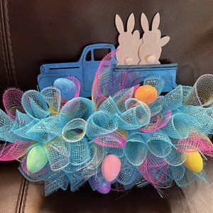 Small Wooden Blue truck Wreath